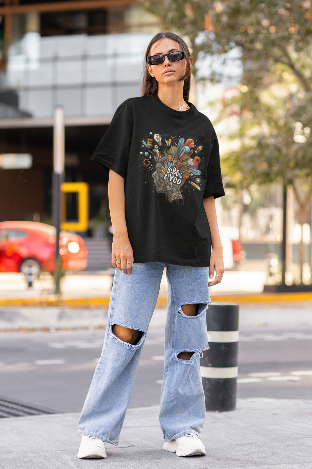Unisex Cotton Black T-Shirt - BE BOLD BE YOU